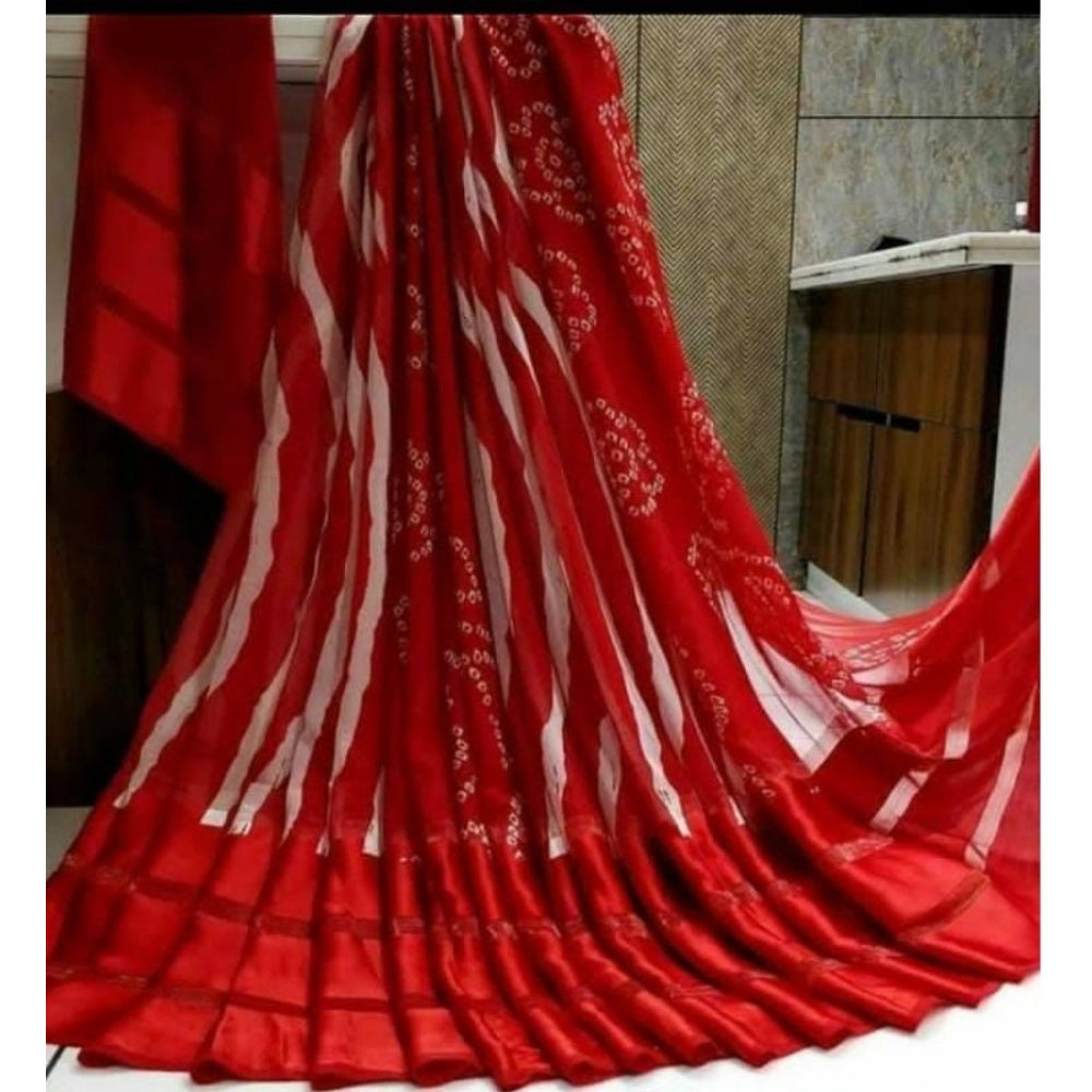 Ranili Satin Patta Printed Saree With Unstitched Blouse
