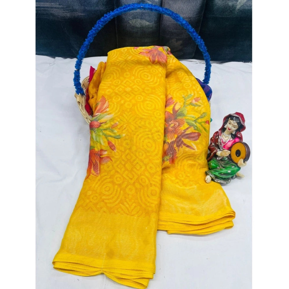 Ranili Viscose Rayon Printed Saree With Unstitched Blouse