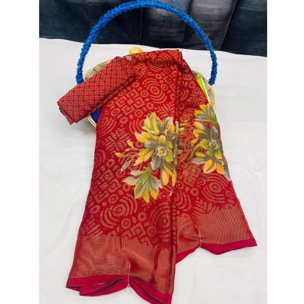 Ranili Viscose Rayon Printed Saree With Unstitched Blouse