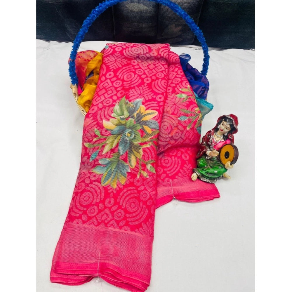 Ranili Viscose Rayon Printed Saree With Unstitched Blouse