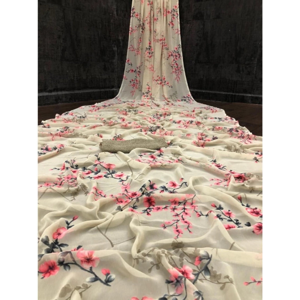 Ranili Georgette Printed Saree With Unstitched Blouse