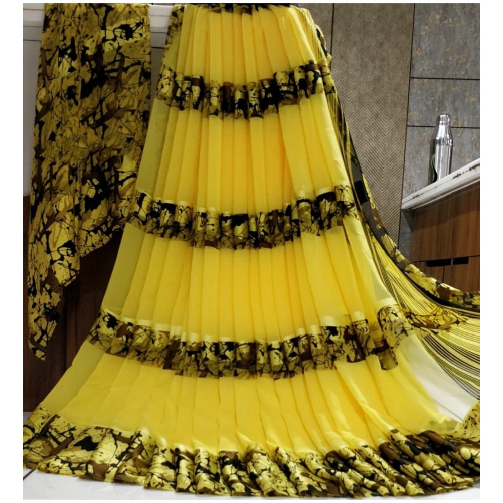 Ranili Satin Patta Printed Saree With Unstitched Blouse