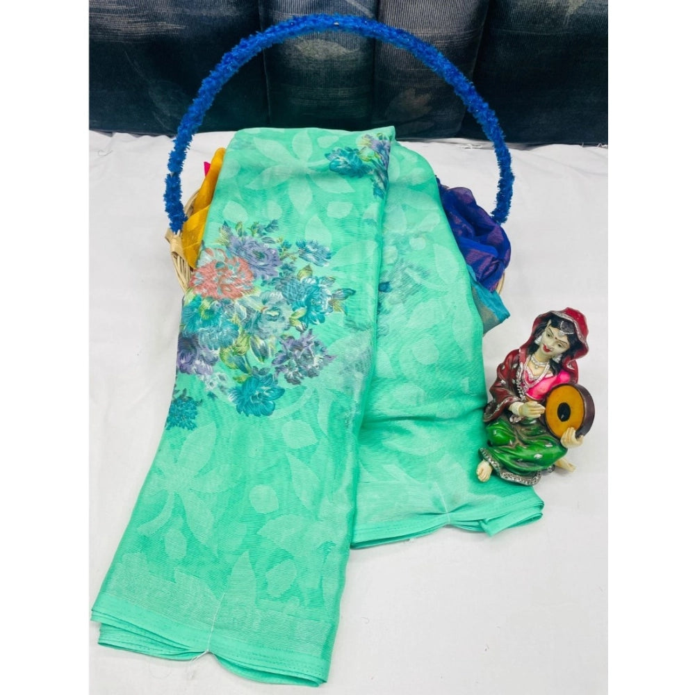 Ranili Viscose Rayon Printed Saree With Unstitched Blouse