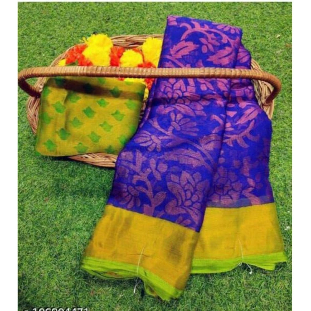 Ranili Viscose Rayon Printed Saree With Unstitched Blouse