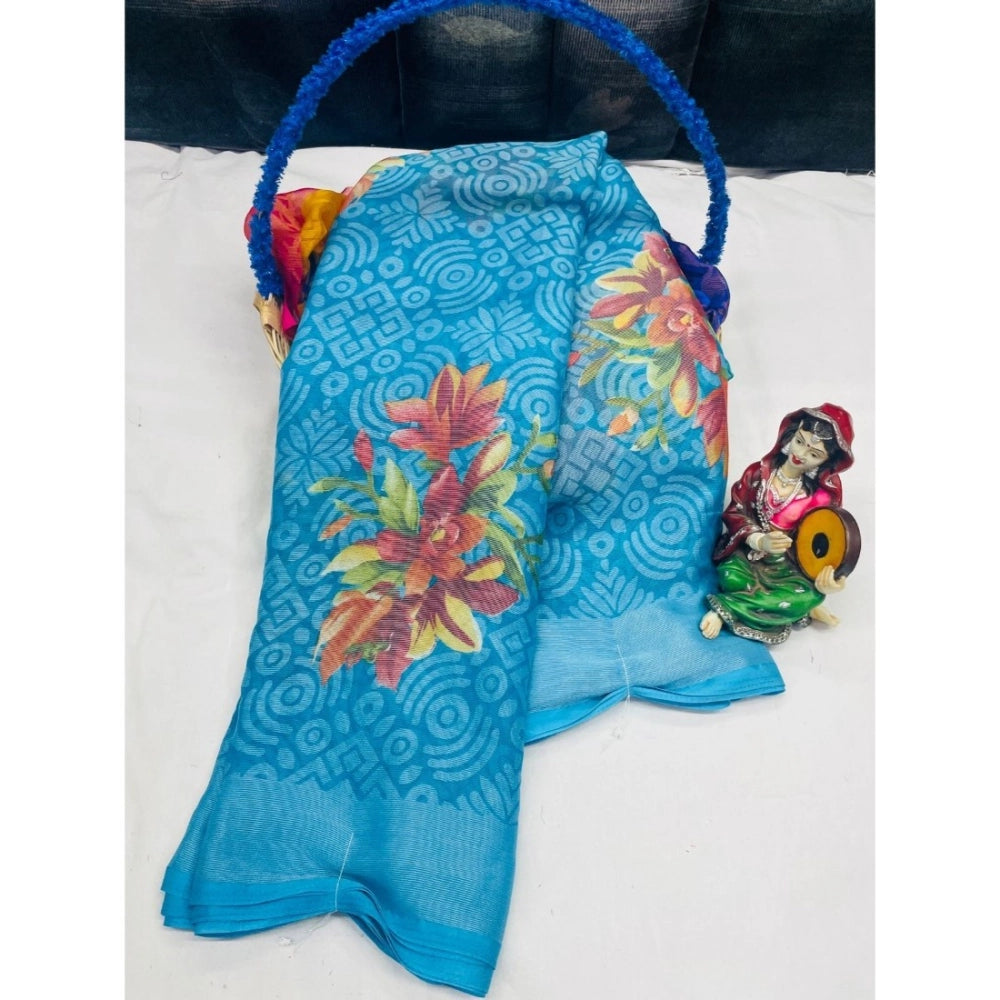 Ranili Viscose Rayon Printed Saree With Unstitched Blouse