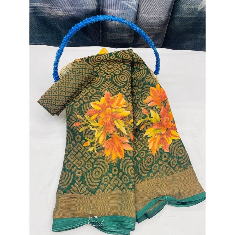 Ranili Viscose Rayon Printed Saree With Unstitched Blouse