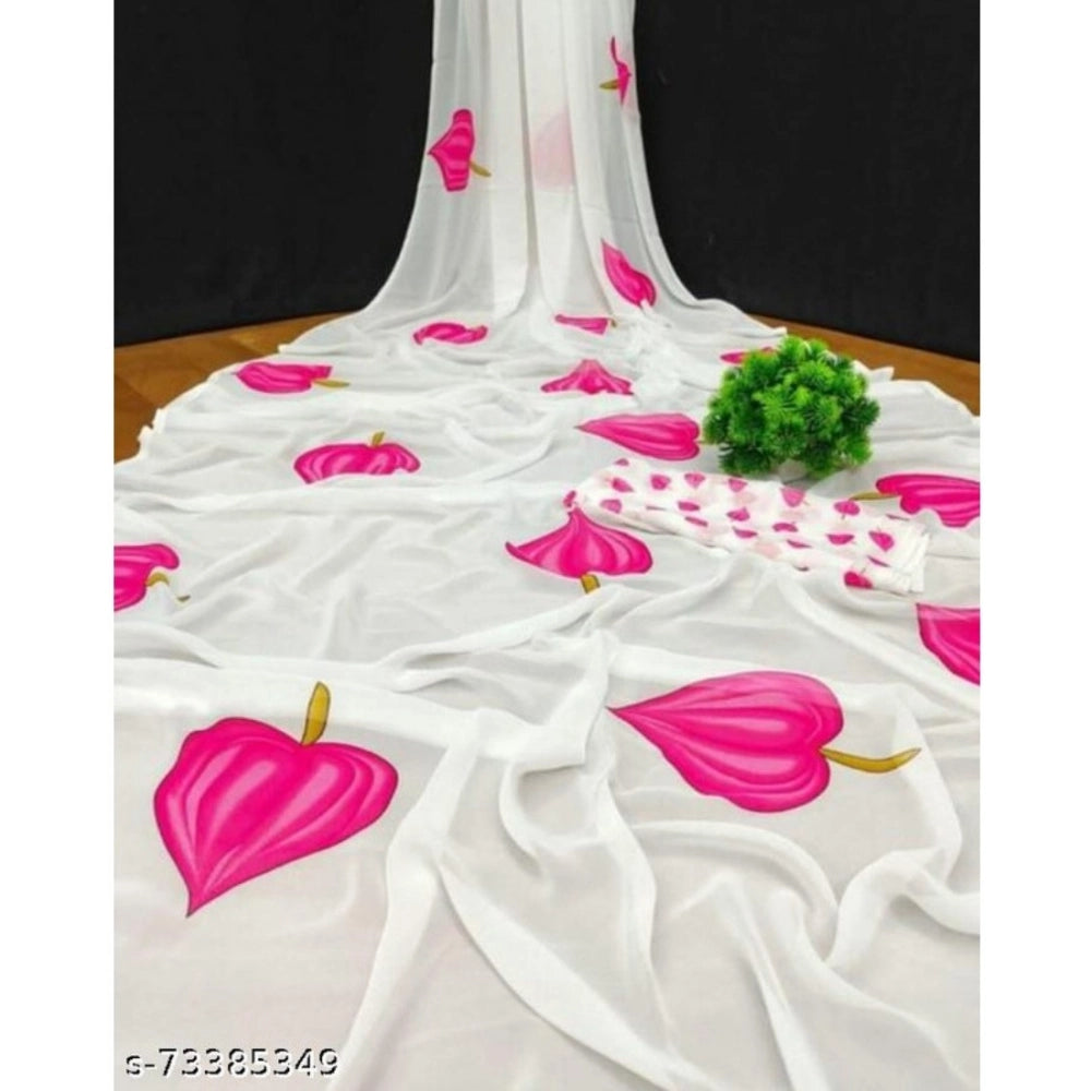 Ranili Georgette Printed Saree With Unstitched Blouse