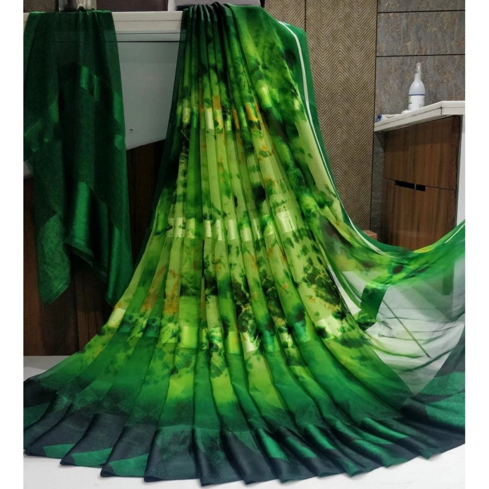 Ranili Satin Patta Printed Saree With Unstitched Blouse
