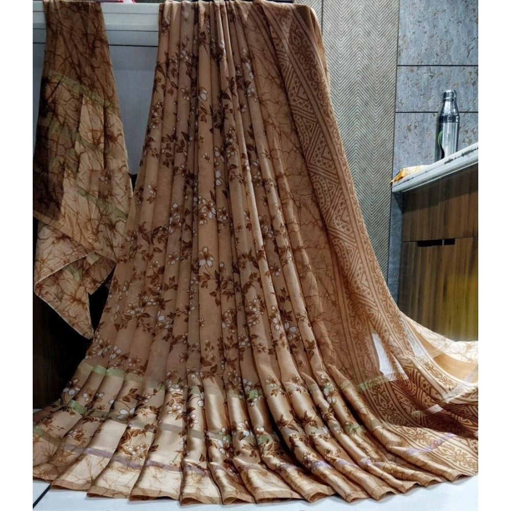 Ranili Satin Patta Printed Saree With Unstitched Blouse