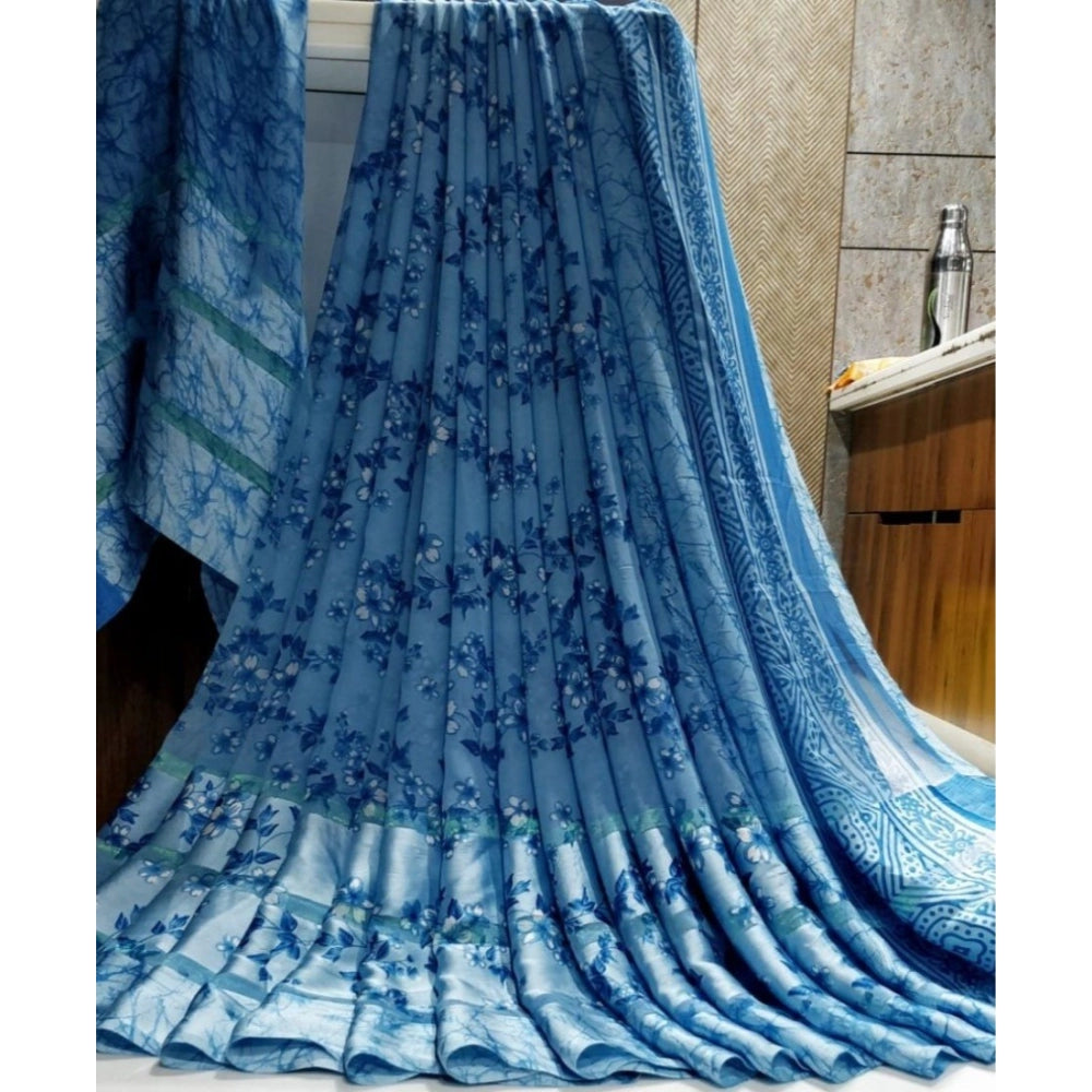 Ranili Satin Patta Printed Saree With Unstitched Blouse