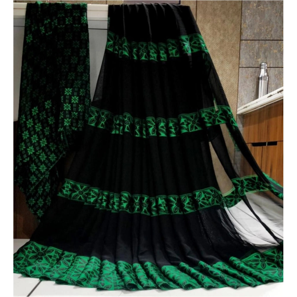 Ranili Satin Patta Printed Saree With Unstitched Blouse