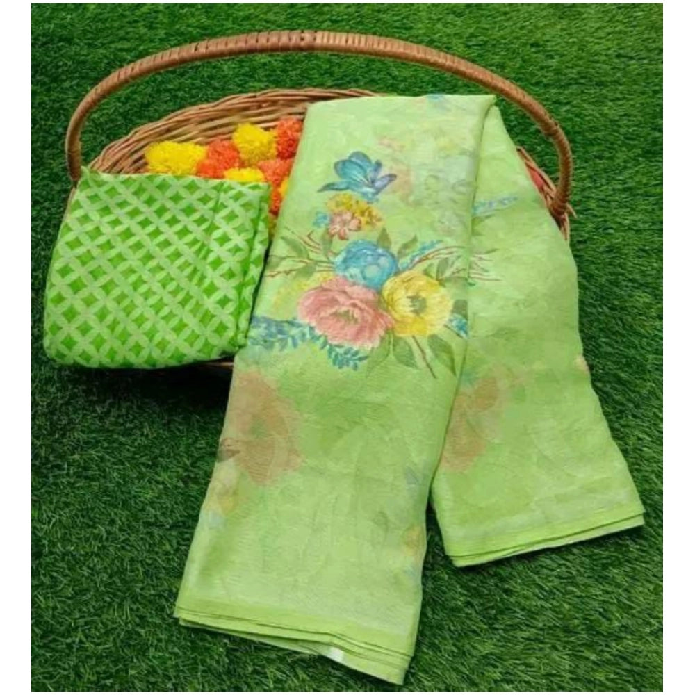 Ranili Viscose Rayon Printed Saree With Unstitched Blouse