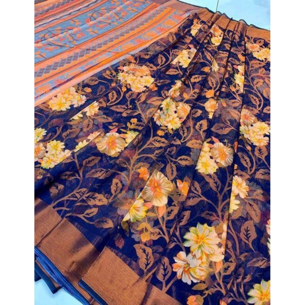 Ranili Viscose Rayon Printed Saree With Unstitched Blouse