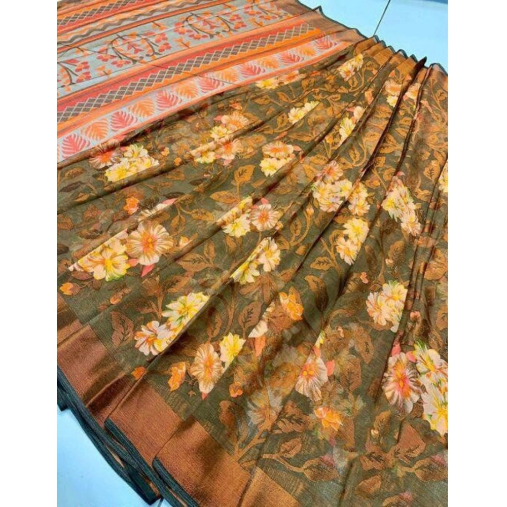 Ranili Viscose Rayon Printed Saree With Unstitched Blouse