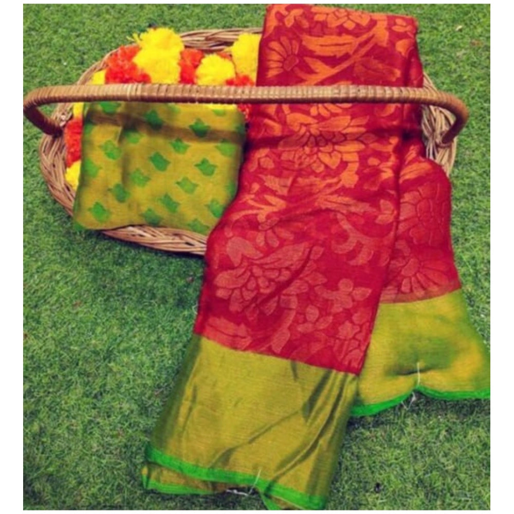Ranili Viscose Rayon Printed Saree With Unstitched Blouse