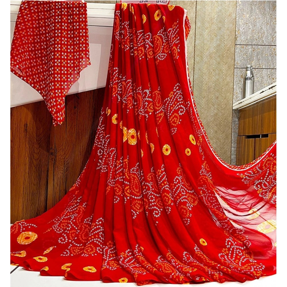 Ranili Georgette Printed Saree With Unstitched Blouse