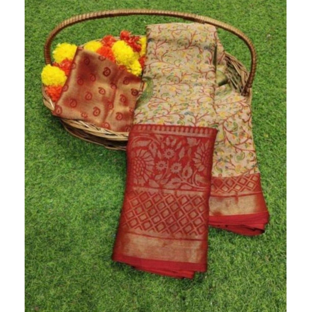 Ranili Viscose Rayon Printed Saree With Unstitched Blouse