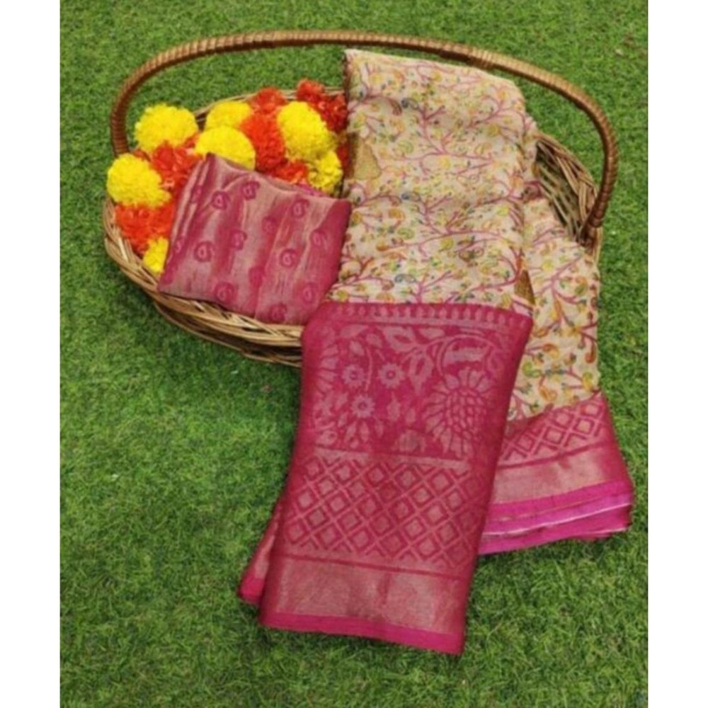 Ranili Viscose Rayon Printed Saree With Unstitched Blouse