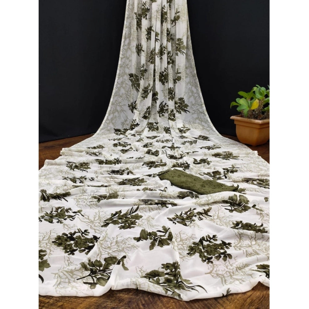 Ranili Georgette Printed Saree With Unstitched Blouse