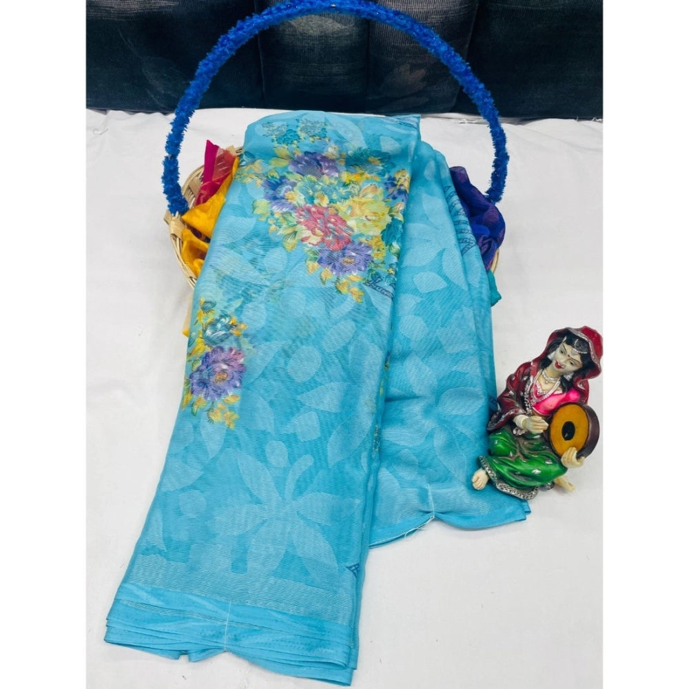 Ranili Viscose Rayon Printed Saree With Unstitched Blouse