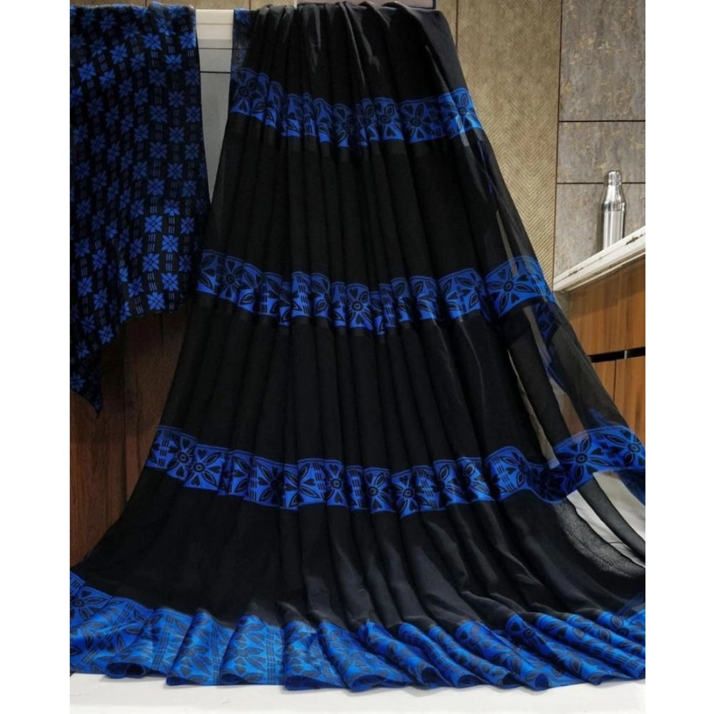 Ranili Satin Patta Printed Saree With Unstitched Blouse