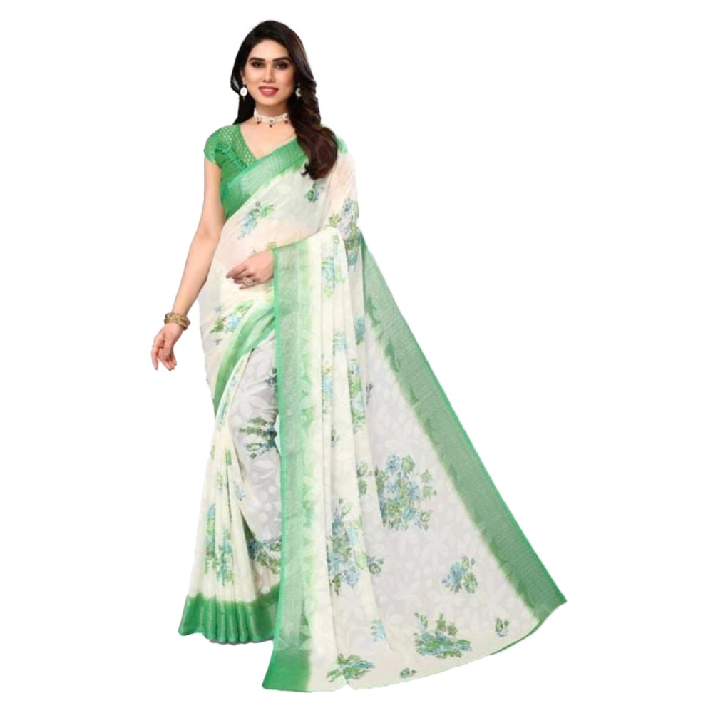 Ranili Viscose Rayon Printed Saree With Unstitched Blouse