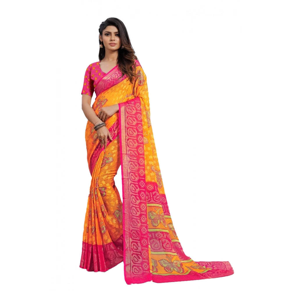 Ranili Viscose Rayon Printed Saree With Unstitched Blouse