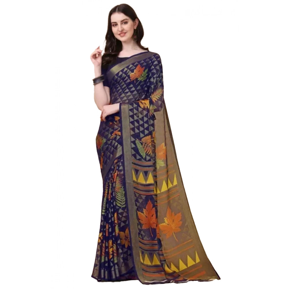 Ranili Viscose Rayon Printed Saree With Unstitched Blouse