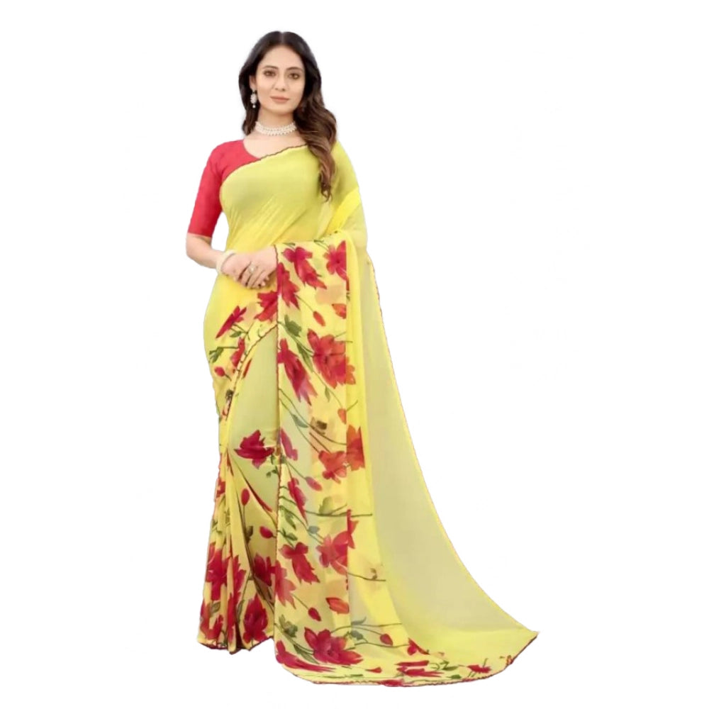 Ranili Georgette Printed Saree With Unstitched Blouse