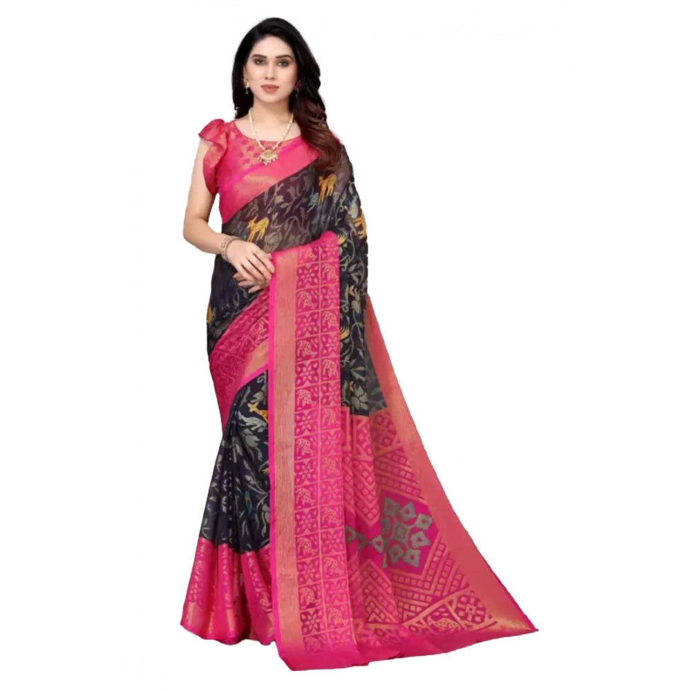Ranili Viscose Rayon Printed Saree With Unstitched Blouse