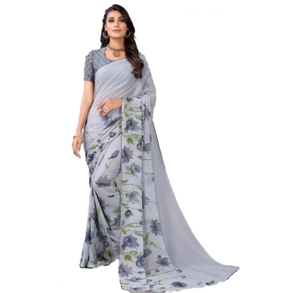 Ranili Georgette Printed Saree With Unstitched Blouse