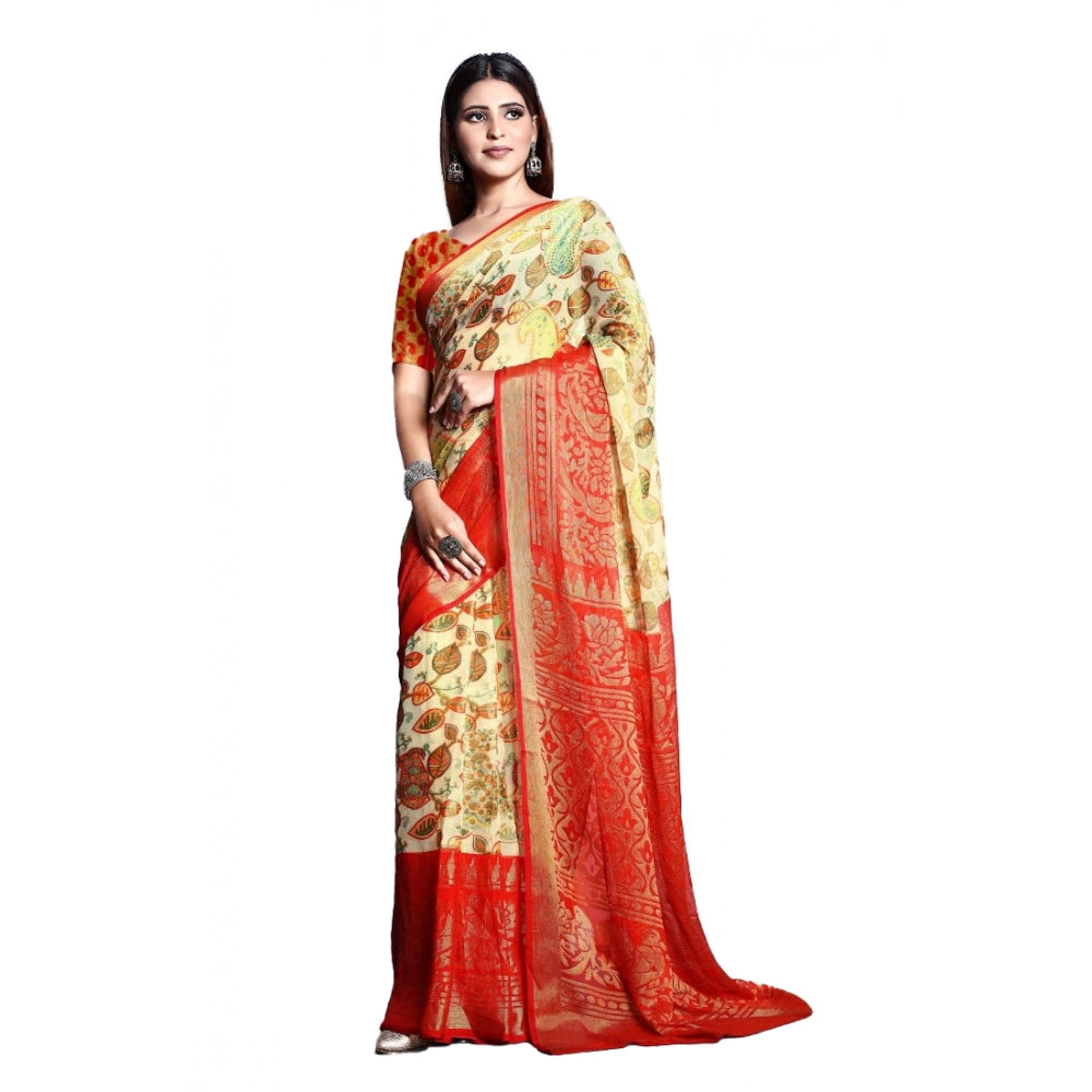 Ranili Viscose Rayon Printed Saree With Unstitched Blouse