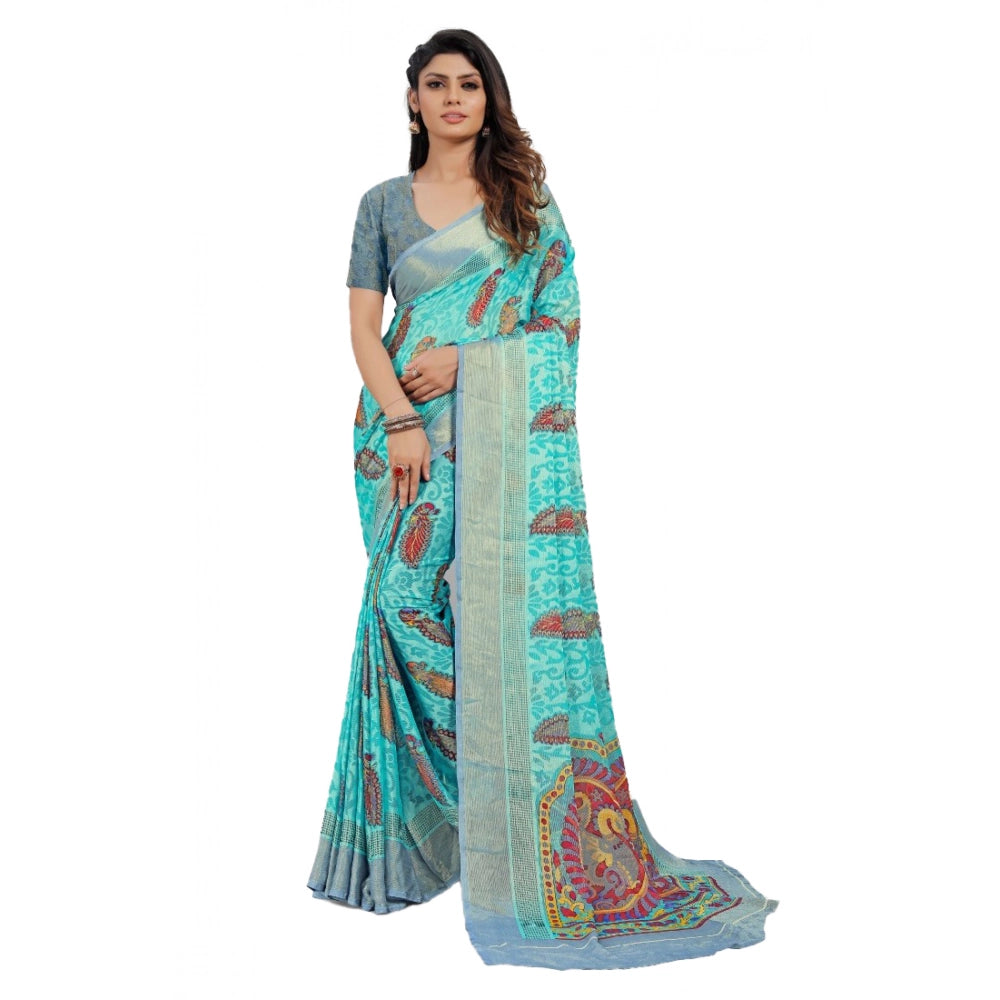 Ranili Viscose Rayon Printed Saree With Unstitched Blouse