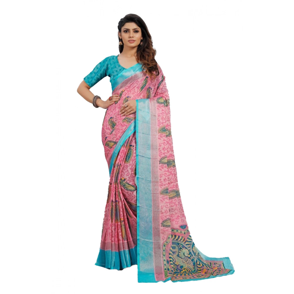 Ranili Viscose Rayon Printed Saree With Unstitched Blouse