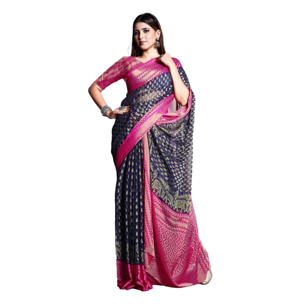 Ranili Viscose Rayon Printed Saree With Unstitched Blouse