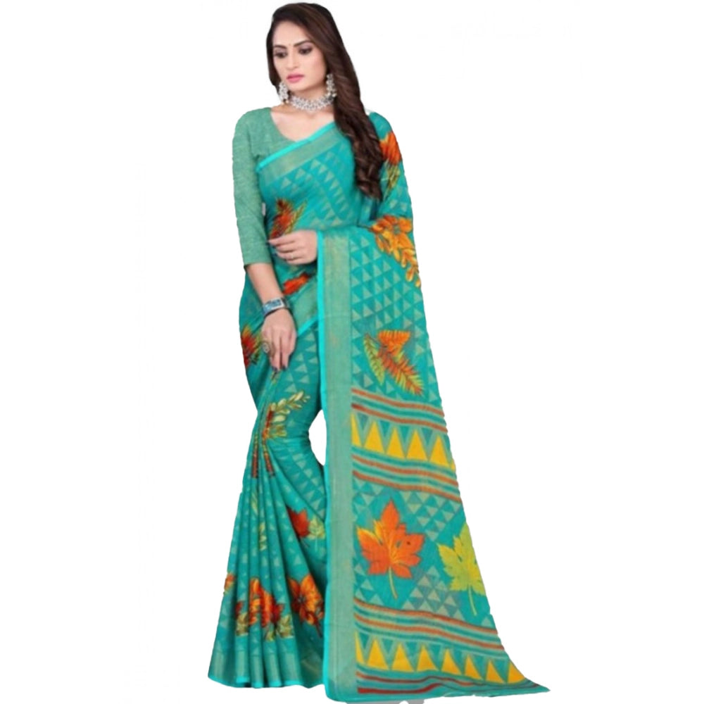Ranili Viscose Rayon Printed Saree With Unstitched Blouse