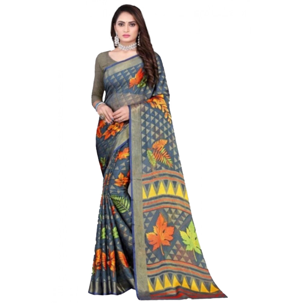 Ranili Viscose Rayon Printed Saree With Unstitched Blouse