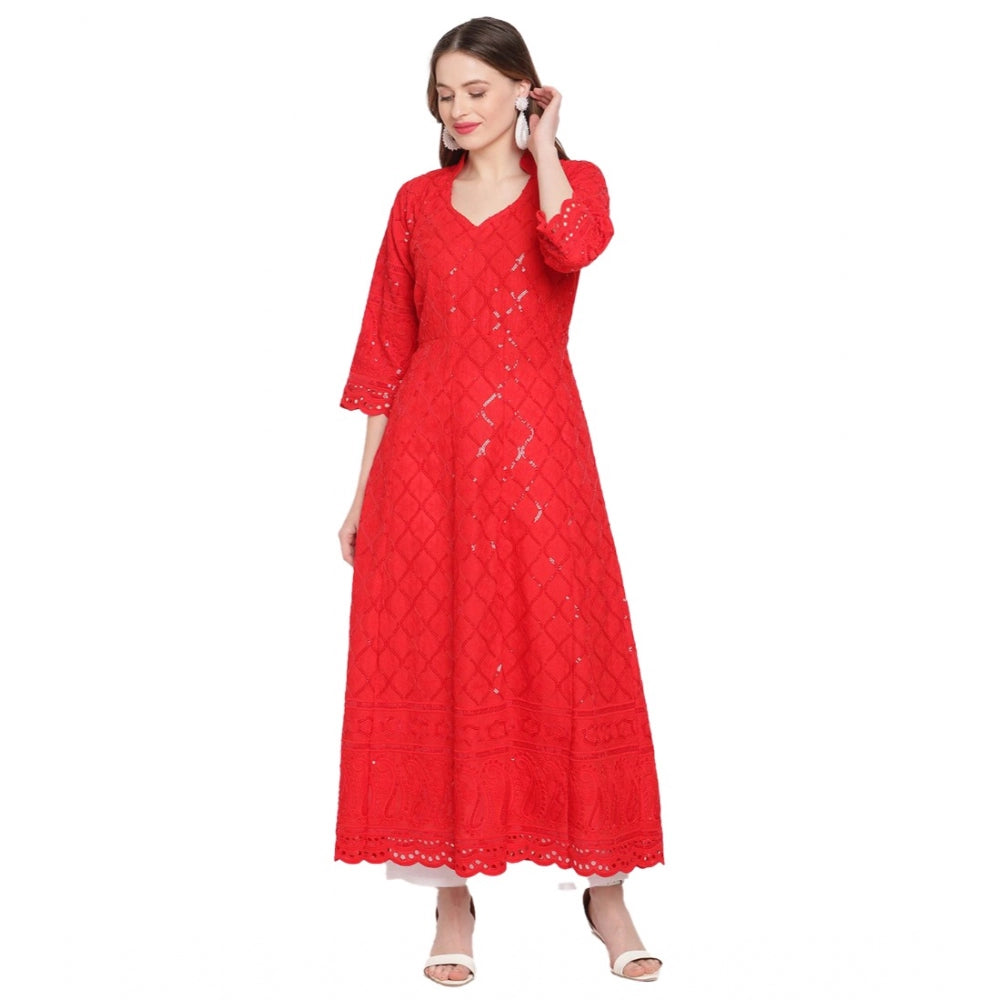 Ranili Casual 3/4th Sleeve Embroidered Cotton Kurti