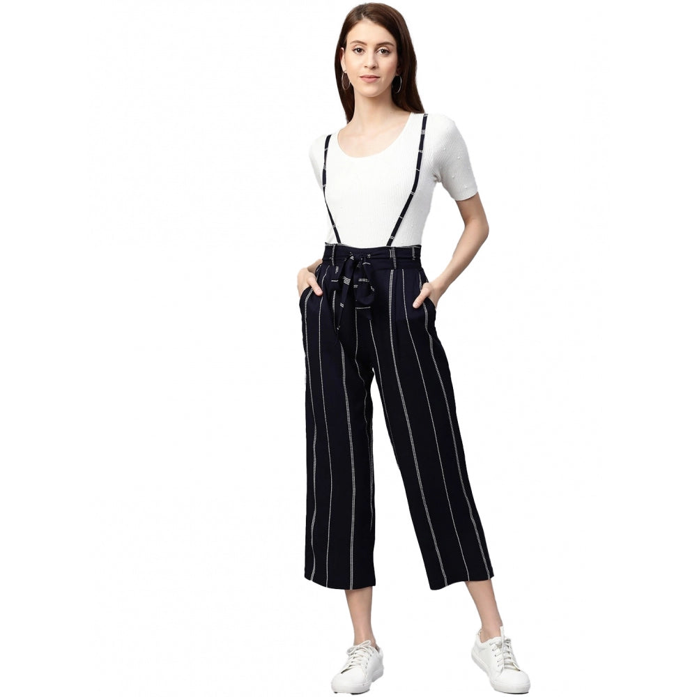 Ranili Casual Short Sleeve Striped Rayon Dungaree