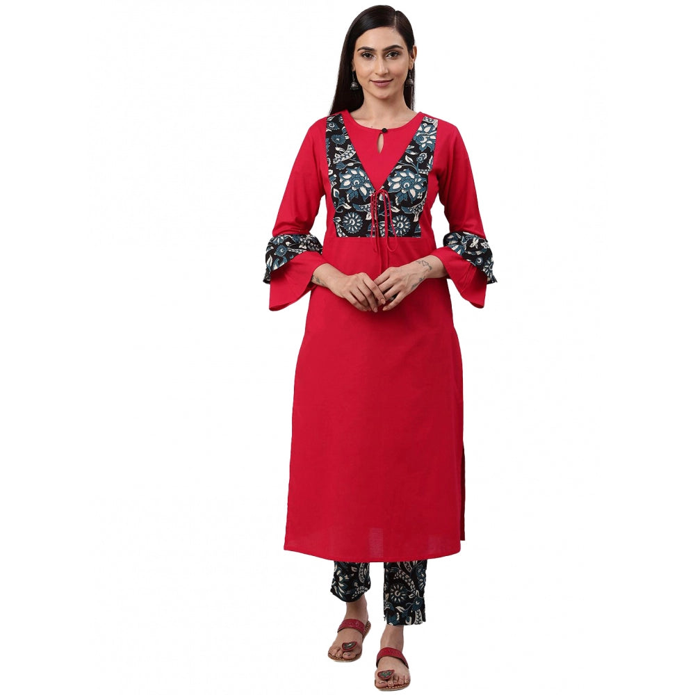 Ranili Casual Bell Sleeves Floral Printed Cotton Kurti Set