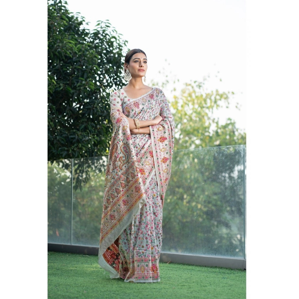 Ranili linen Printed Saree With Unstitched Blouse
