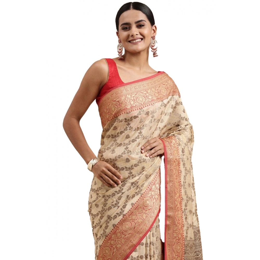 Ranili chanderi Cotton Printed Saree With Unstitched Blouse