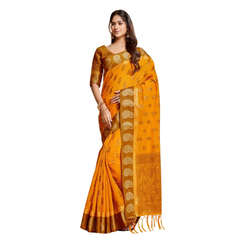 Ranili chanderi Cotton Printed Saree With Unstitched Blouse