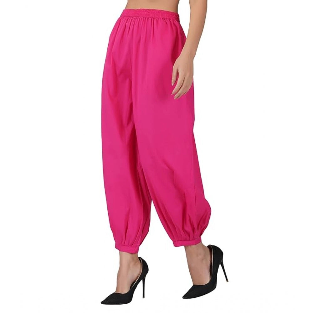 Ranili Casual Cotton Cambric Solid Elastic Waist Patiala Harem Pants