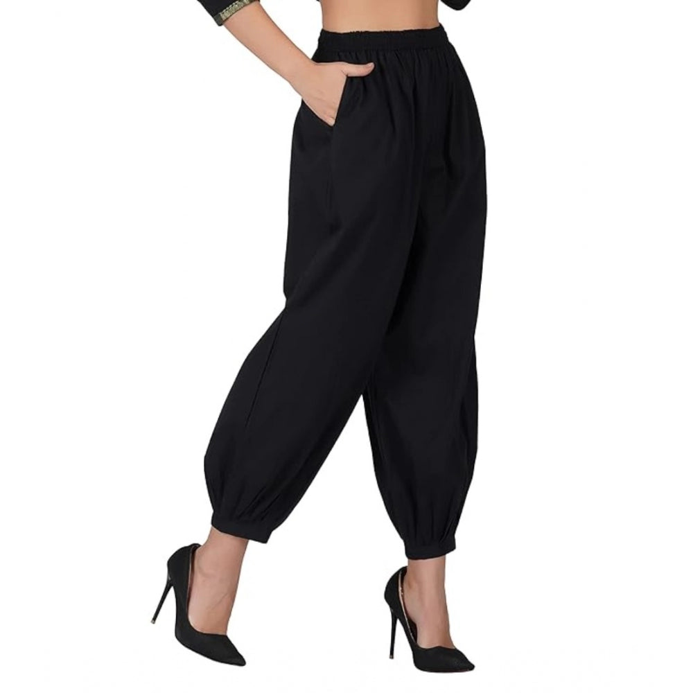 Ranili Casual Cotton Cambric Solid Elastic Waist Patiala Harem Pants