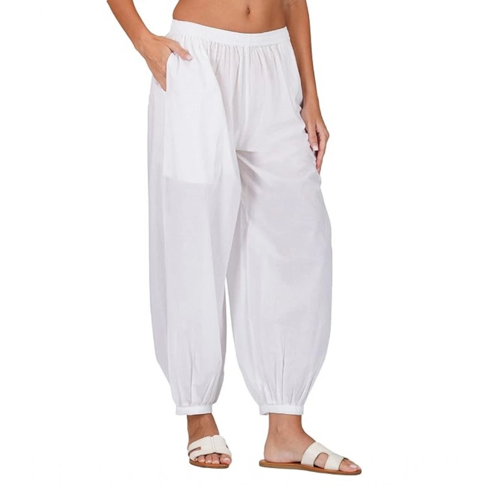 Ranili Casual Cotton Cambric Solid Elastic Waist Patiala Harem Pants