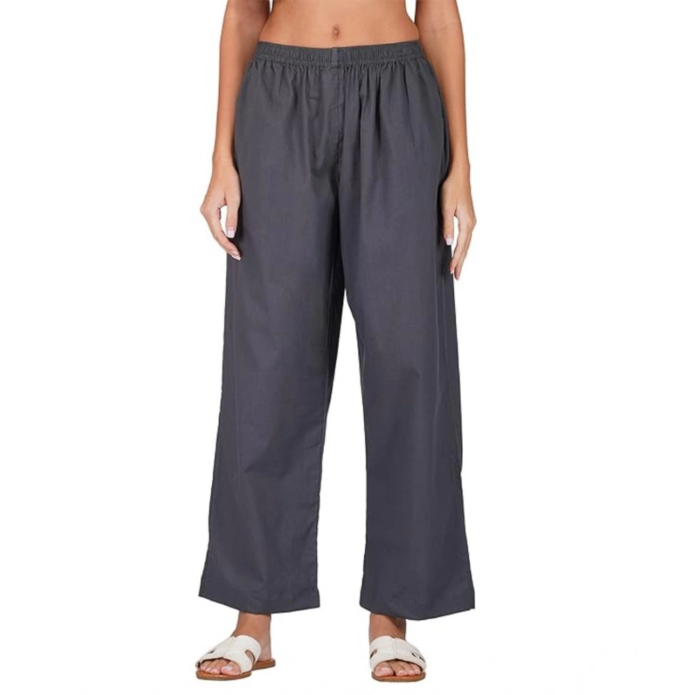 Ranili Casual Cotton Cambric Solid Elastic Palazzo Trousers