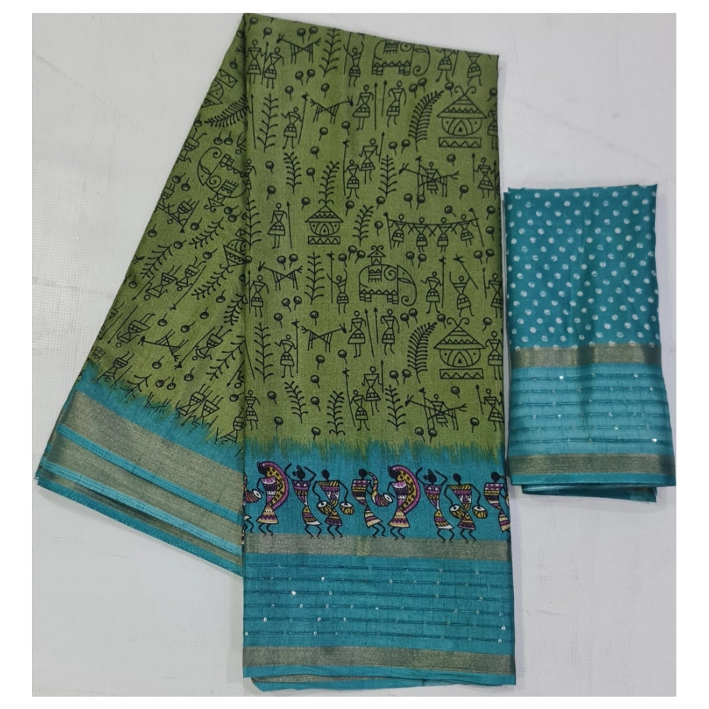 Ranili Cotton Printed Saree With Unstitched Blouse