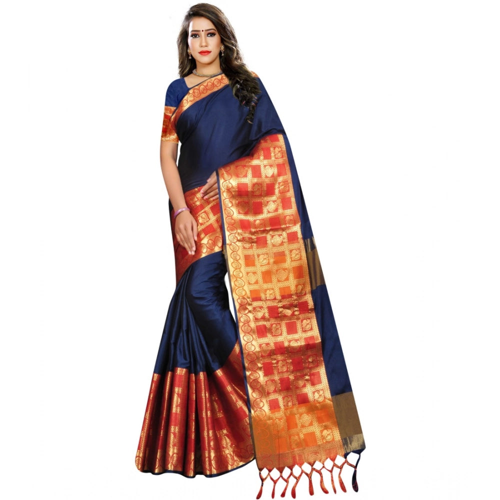 Ranili Jacquard Woven Saree With Unstitched Blouse 5.5mtr