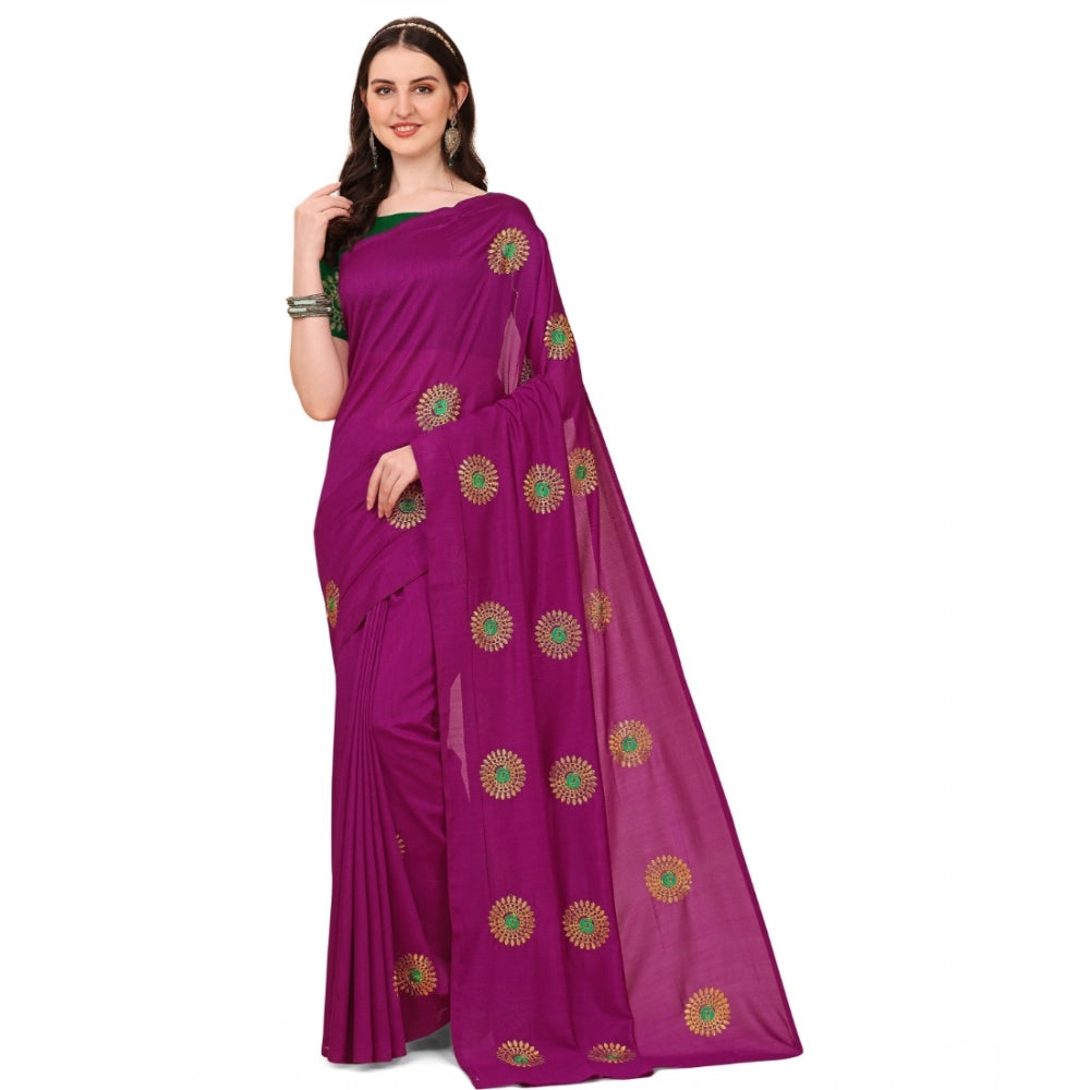 Ranili Silk Blend Embroidered Saree With Unstitched Blouse 5.5mtr